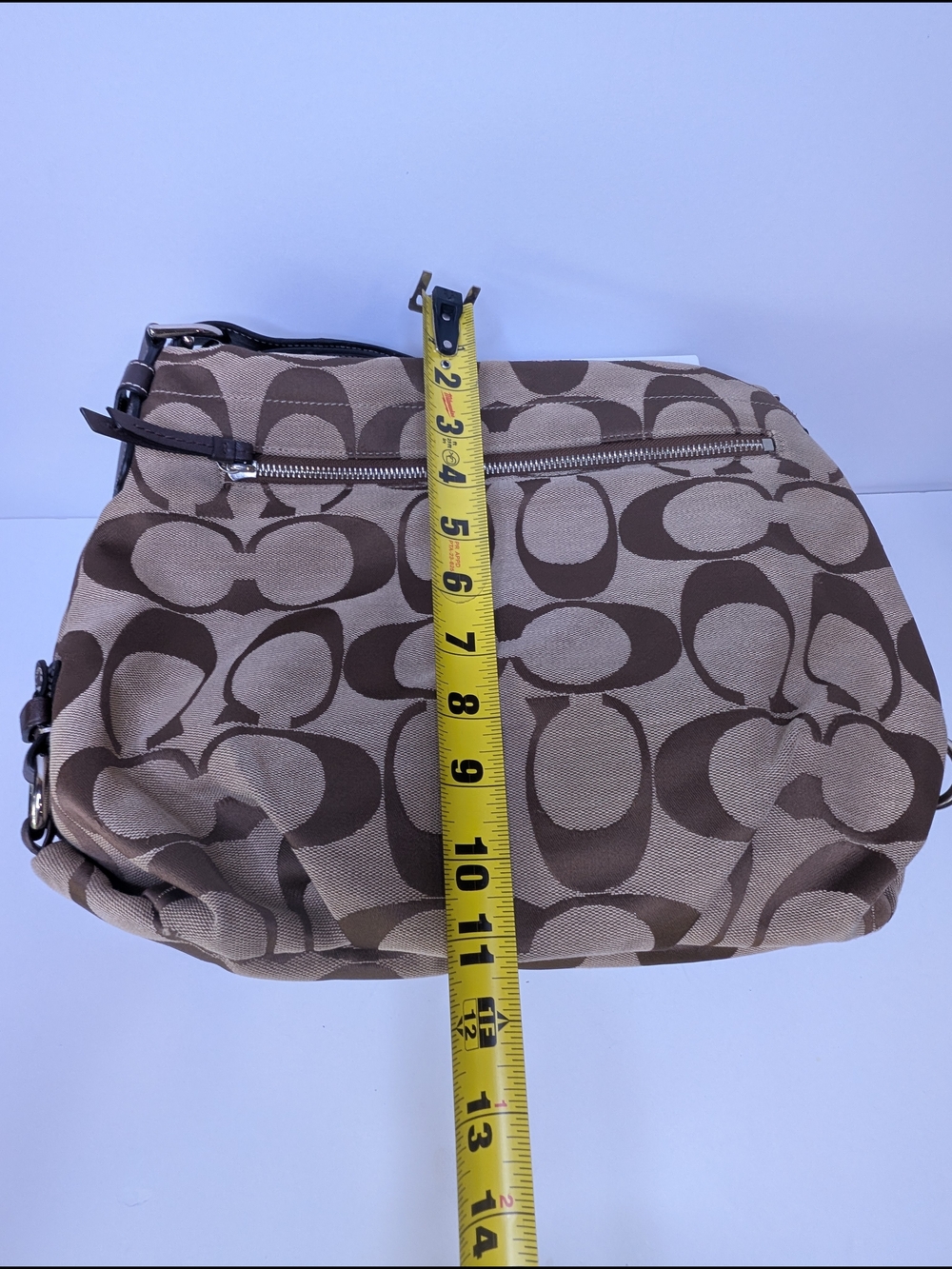 Coach Brown Signature C Jacquard Shoulder Hobo Bag F15067 - Picture 14 of 14